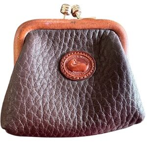 Vintage Dooney & Bourke Brown 
Pebbled Leather Kiss Lock Coin Purse
